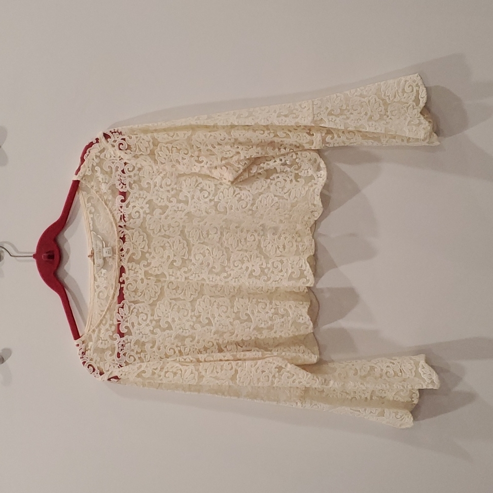 Lauren Conrad cropped lace blouse XL